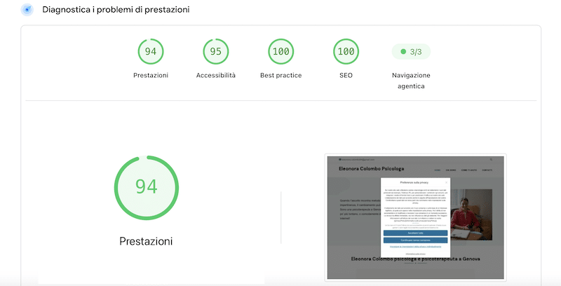 Analisi delle performance tecniche e SEO per siti web per psicologi di Eleonora Colombo